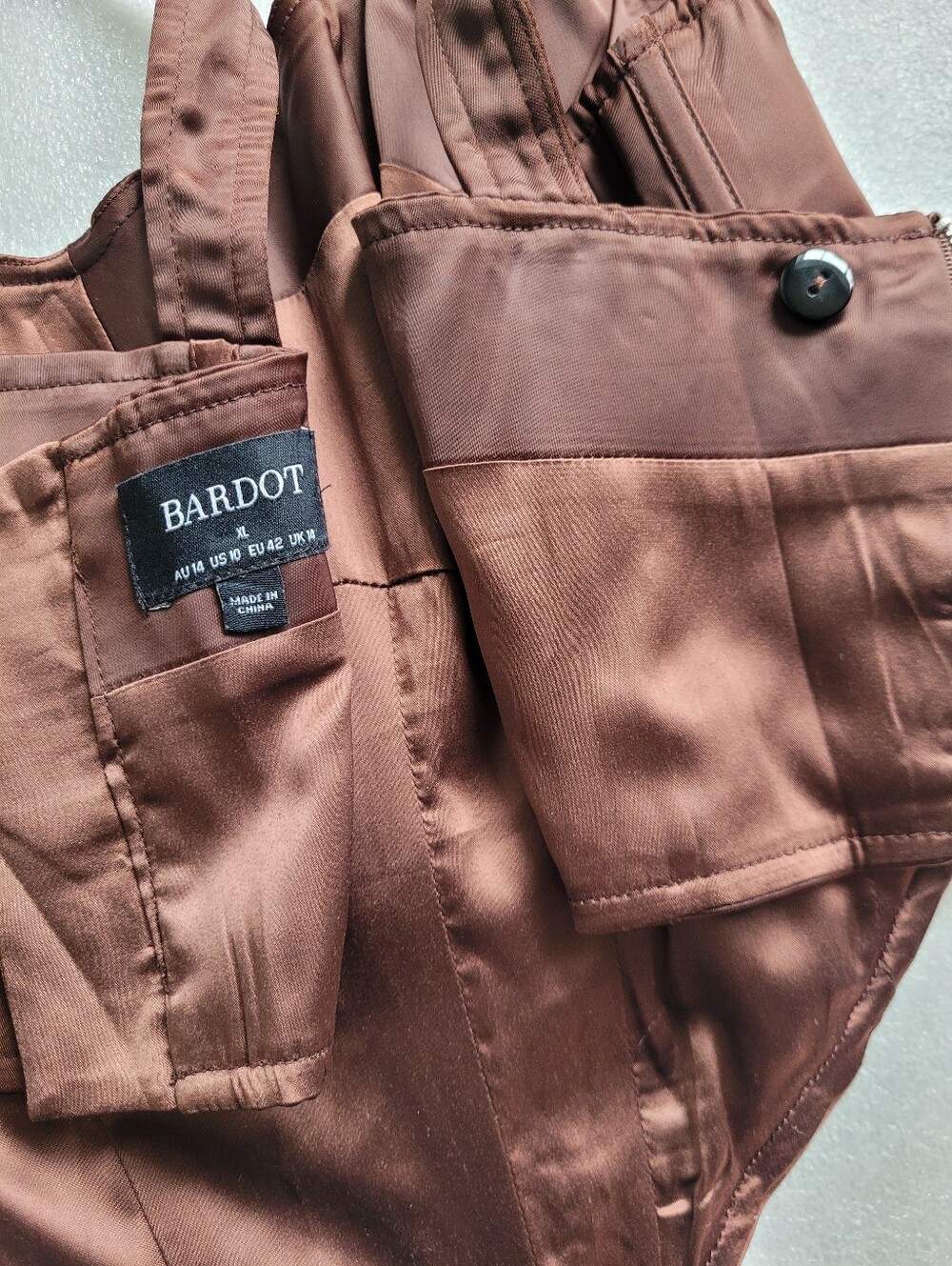 Revolve Bardot Satin Corset Top Ren Fair Brown 10 / XL - Picture 8 of 13